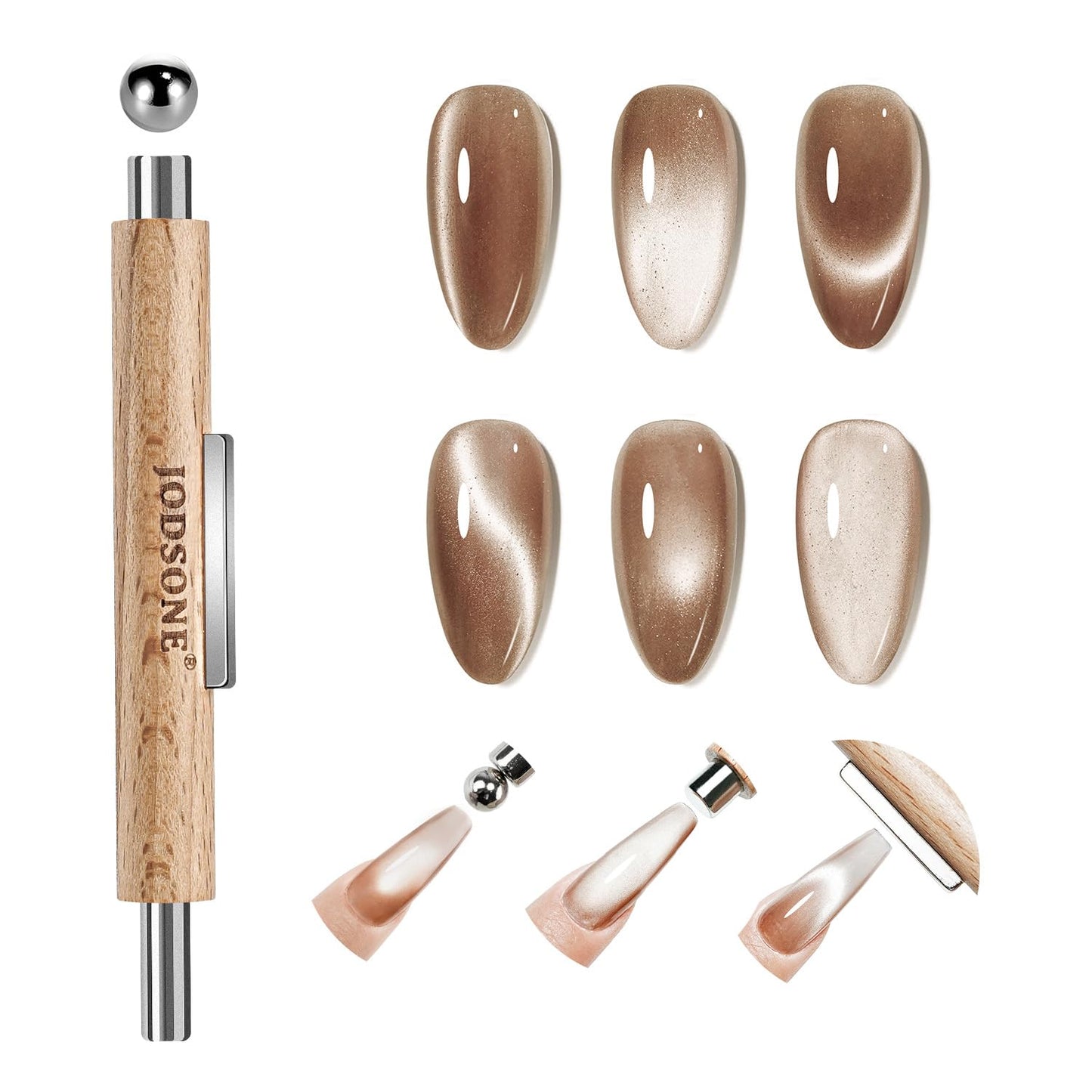 JODSONE 3-in-1 Cat Eye Nail Art Tool - Cylindrical & Ball Magnet Pens for DIY Gel Polish | Multi-Effect Magnet