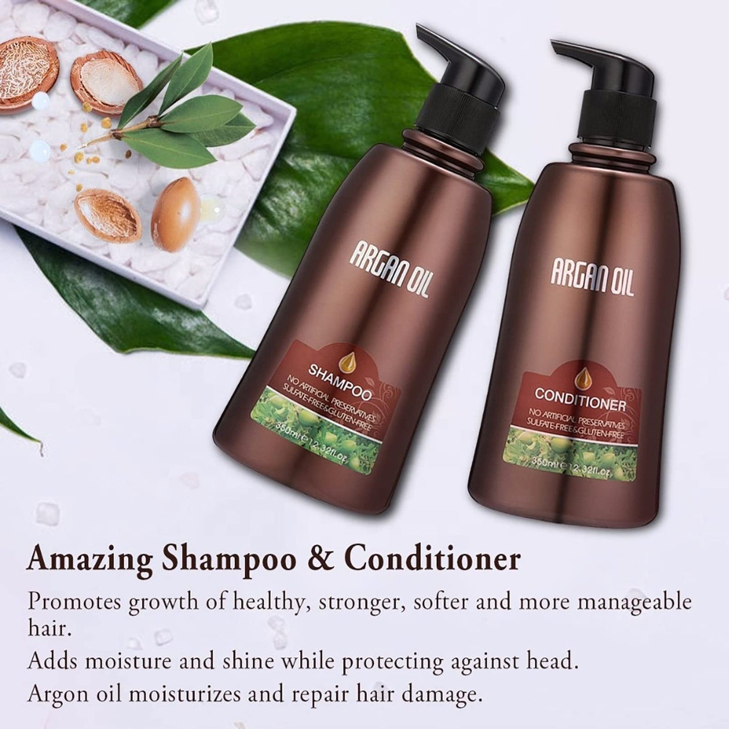 Moroccan Argan Oil Shampoo and Conditioner Sets with Hair Mask, Color Safe Smooth Add Shine Hair Treatment, UV Protection, Intense Moisturizing For Dry, Damaged, Frizzy,3 pack with Gift Box