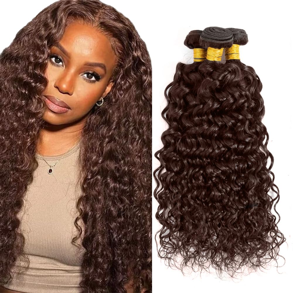 Brown Bundles Human Hair Brown Bundles 28 30 32 Inch Mixed Length Brazilian Virgin GveoXvo Color #4 Bundle Hair Extensions