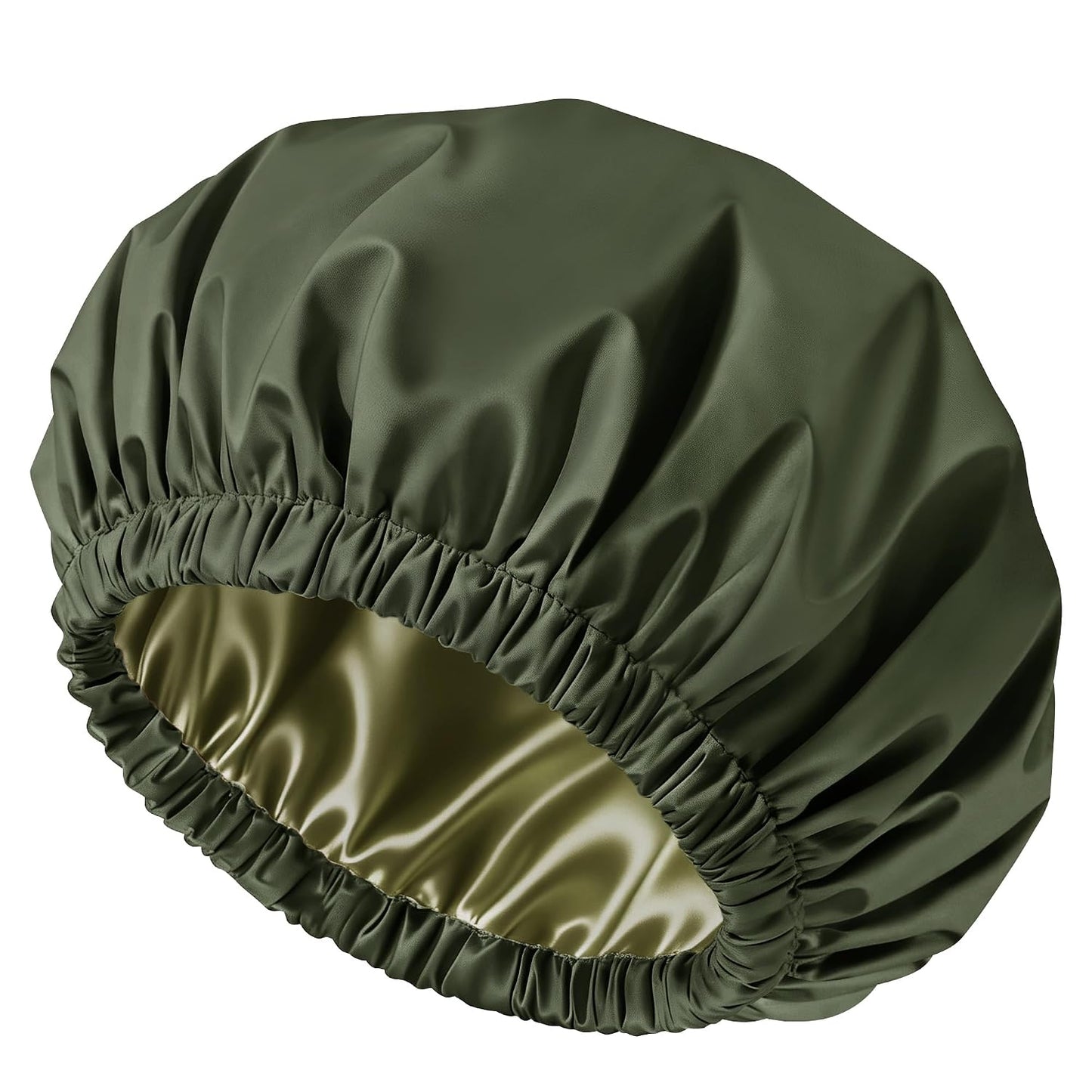 Satin Lined Shower Cap for Women - Reusable Waterproof Hair Protection | Large Washable Pink Cap