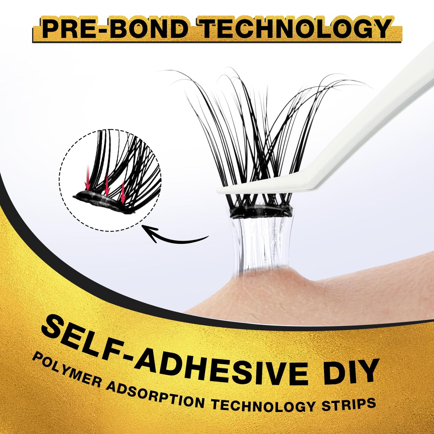 Self-Adhesive Eyelashes - 150pcs Pre-Glued Extensions | 8-16mm Reusable Clusters for Natural & Dramatic Looks