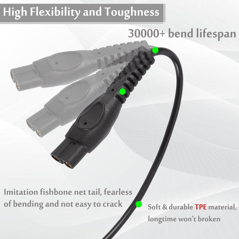 HX-CQHY 5V USB Charger Cord Fits for Philips OneBlade QP2724 QP2834 QP1924,Replacement for OneBlade 360 MG7910 MG5910 MG9510 QP4631 QP6531 QP1424 X3001 USB Trimmer Charging Cable(TPE-2 Pack,3.3FT)