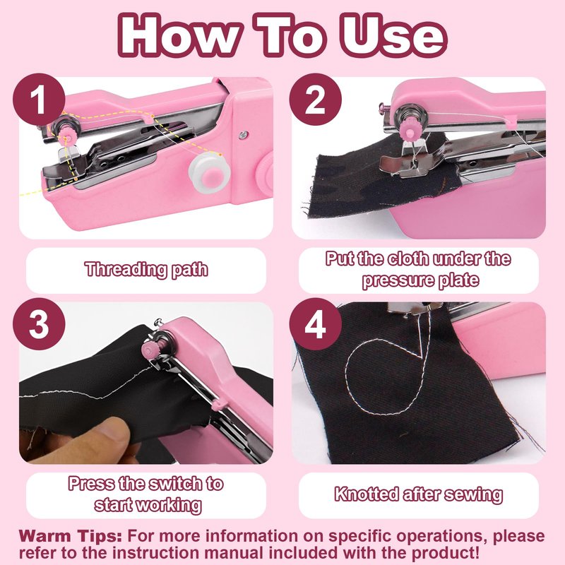 Handheld Sewing Machine, Mini Portable Handheld Sewing Machine, Hand Held Sewing Device, Easy to Use and Fast Stitching for Adults, Beginners, and Quick Home Repairs