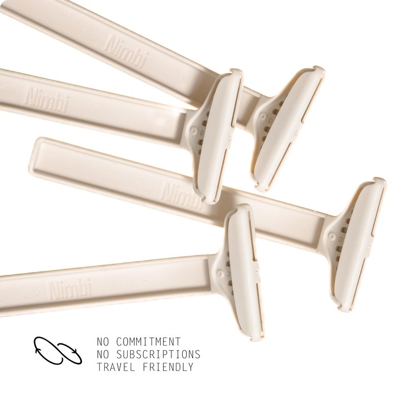 Nimbi Supply Razors, Plastic-Free Disposable Razors, Pack of 4, Face and Body, for Women and Men