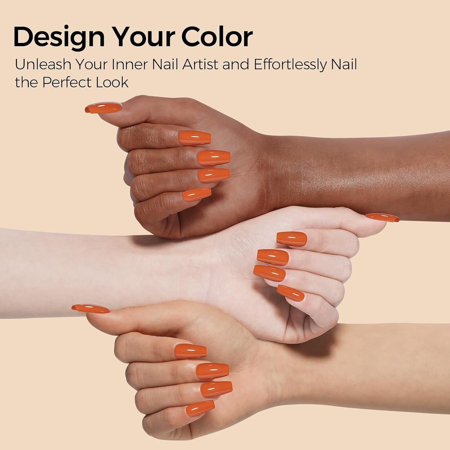 TOMICCA Gel Nail Polish - Dark Orange Autumn Winter Color | Long Lasting High Gloss Soak Off UV LED for DIY Manicure