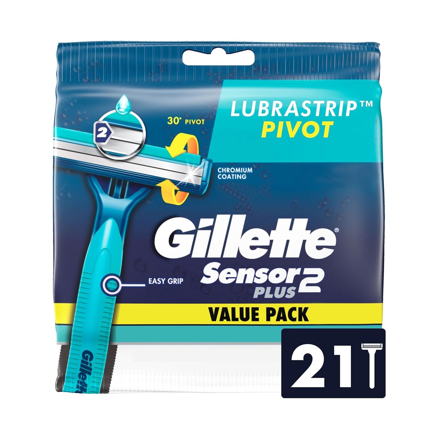 Men's Disposable Razor - Sensor2 Plus Pivot Design | 21 Count for Smooth Shaving