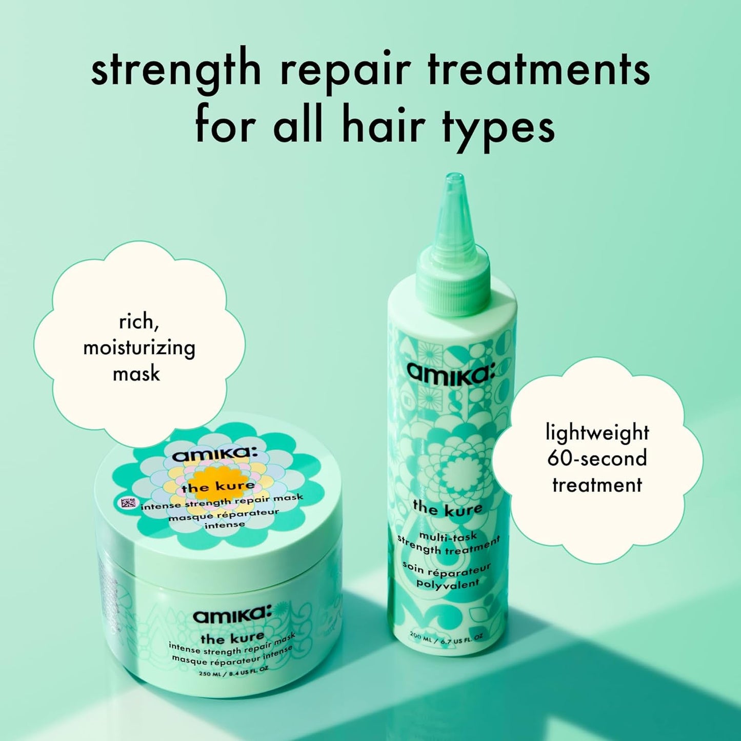 Amika The Kure Intense Strength Repair Mask - Deep Conditioning Treatment for Damaged Hair