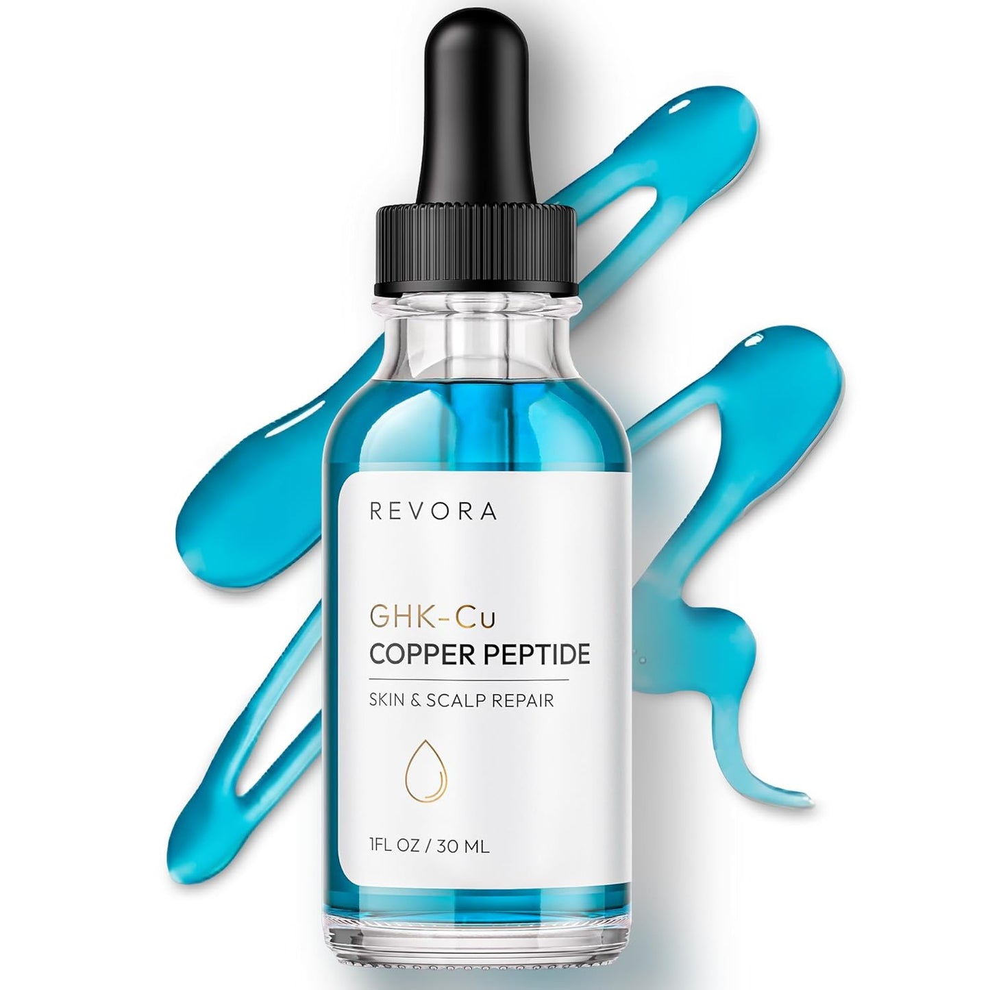 GHK-Cu Copper Peptide Serum - Dual-Action Hydration for Face & Scalp | With Hyaluronic Acid & Niacinamide | 1 fl oz / 30 mL
