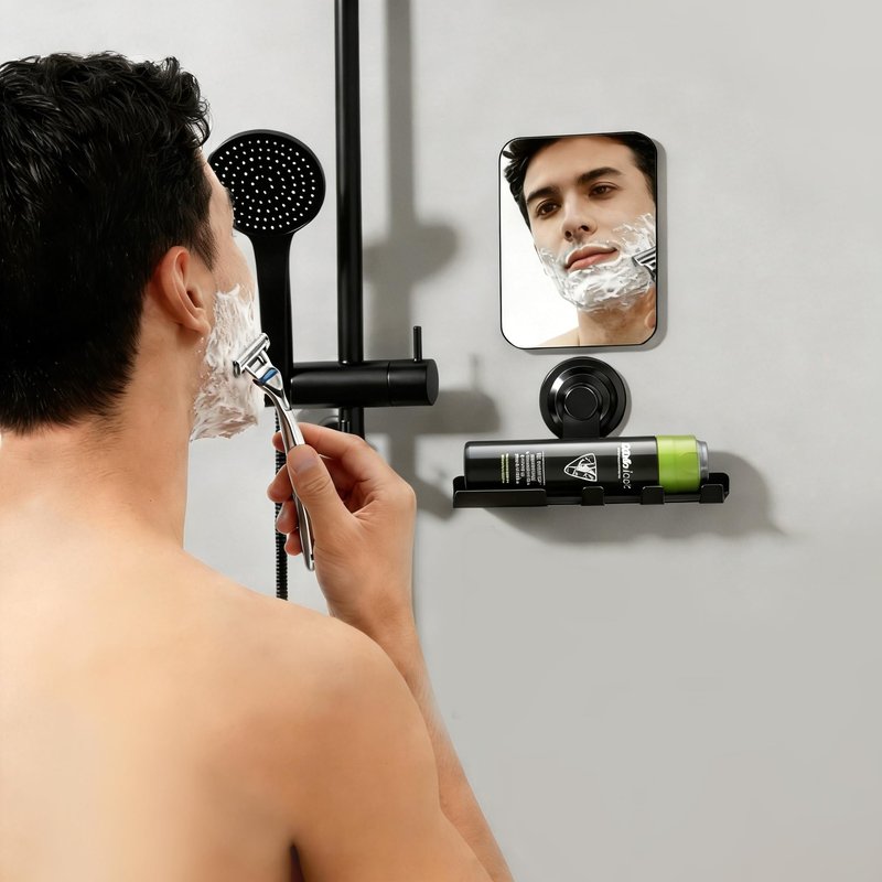 DELITON Suction Razor Holder for Shower Wall, Powerful Suction Hooks for Towel, Loofah, Razor, Reusable Shower Hooks for Bathroom Kitchen