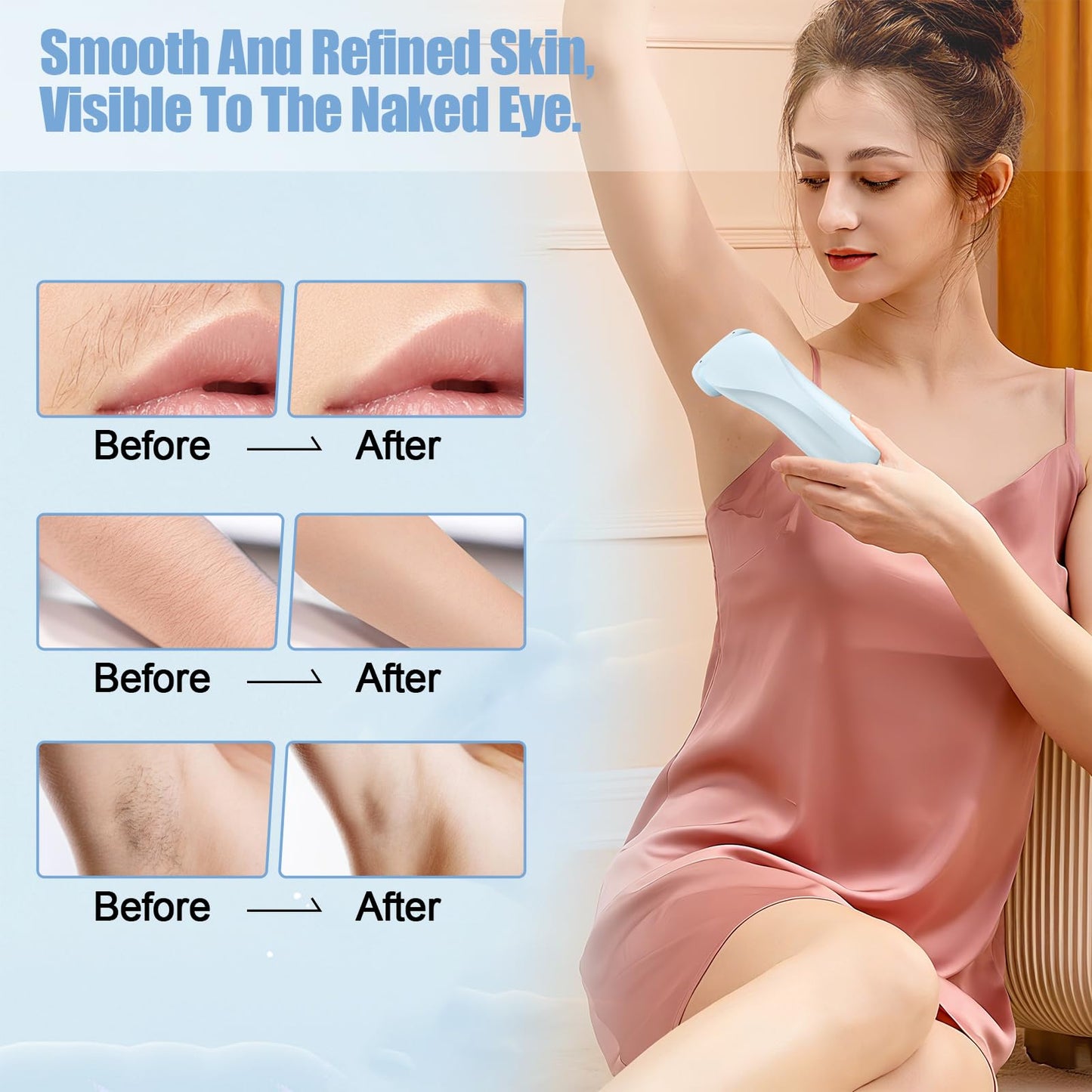 Electric Shaver for Women, 2 in 1 Wet & Dry Silk Glide Pro Shaver with 2 Removable Heads, Rechargeable Electric Razors for Bikini, Pubic Hair, Legs, Body, Blue