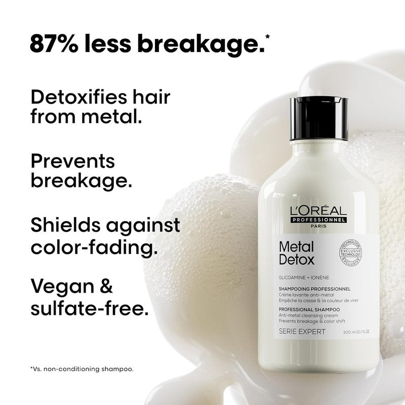 L'Oréal Professionnel Paris Metal Detox Shampoo - Sulfate-Free Formula for Damaged & Color-Treated Hair | Detoxifies & Prevents Breakage