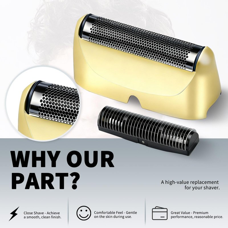 Shaver Replacement Foil and Cutter,Compatible with BaBylissPRO UV-Disinfecting Single Replacment Foil- Gold-2pcs