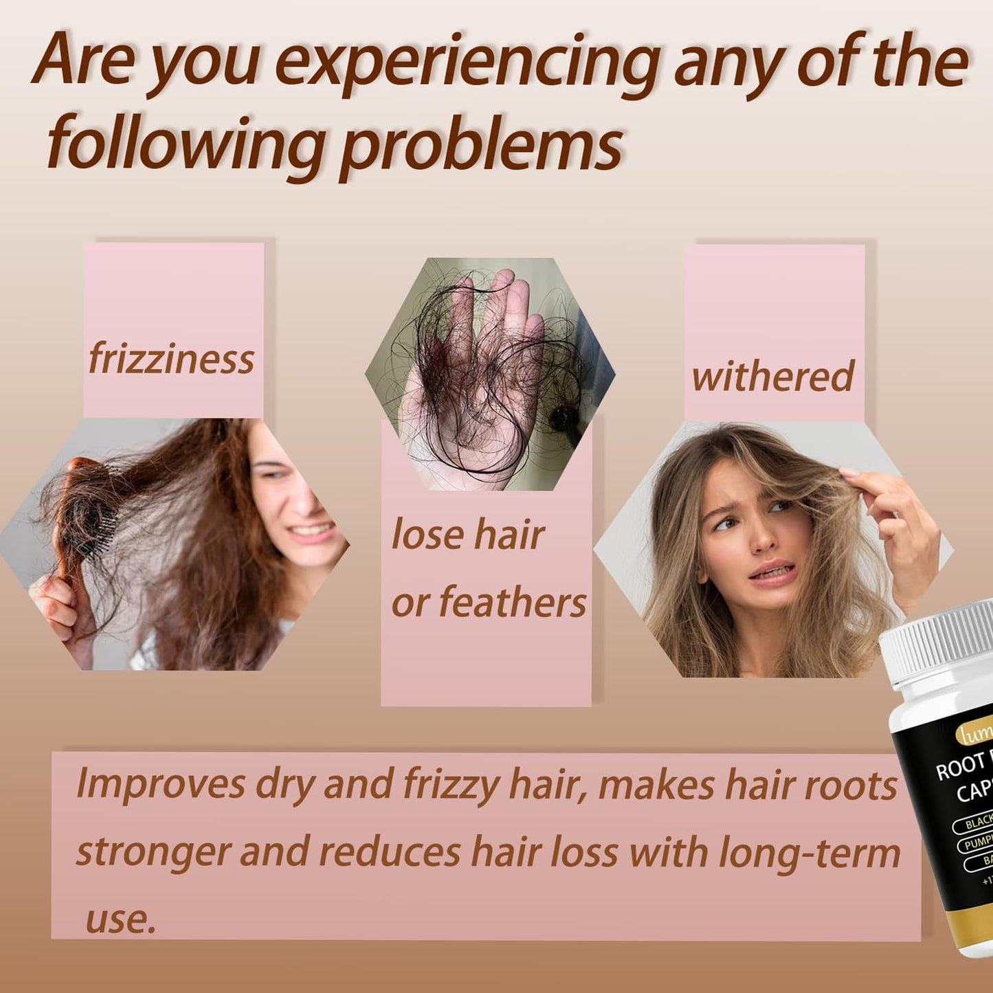 Lumin Root Revive Capsules - Hair Growth Supplement with Biotin & Black Seed Extract | 60 Count for Thinning Hair