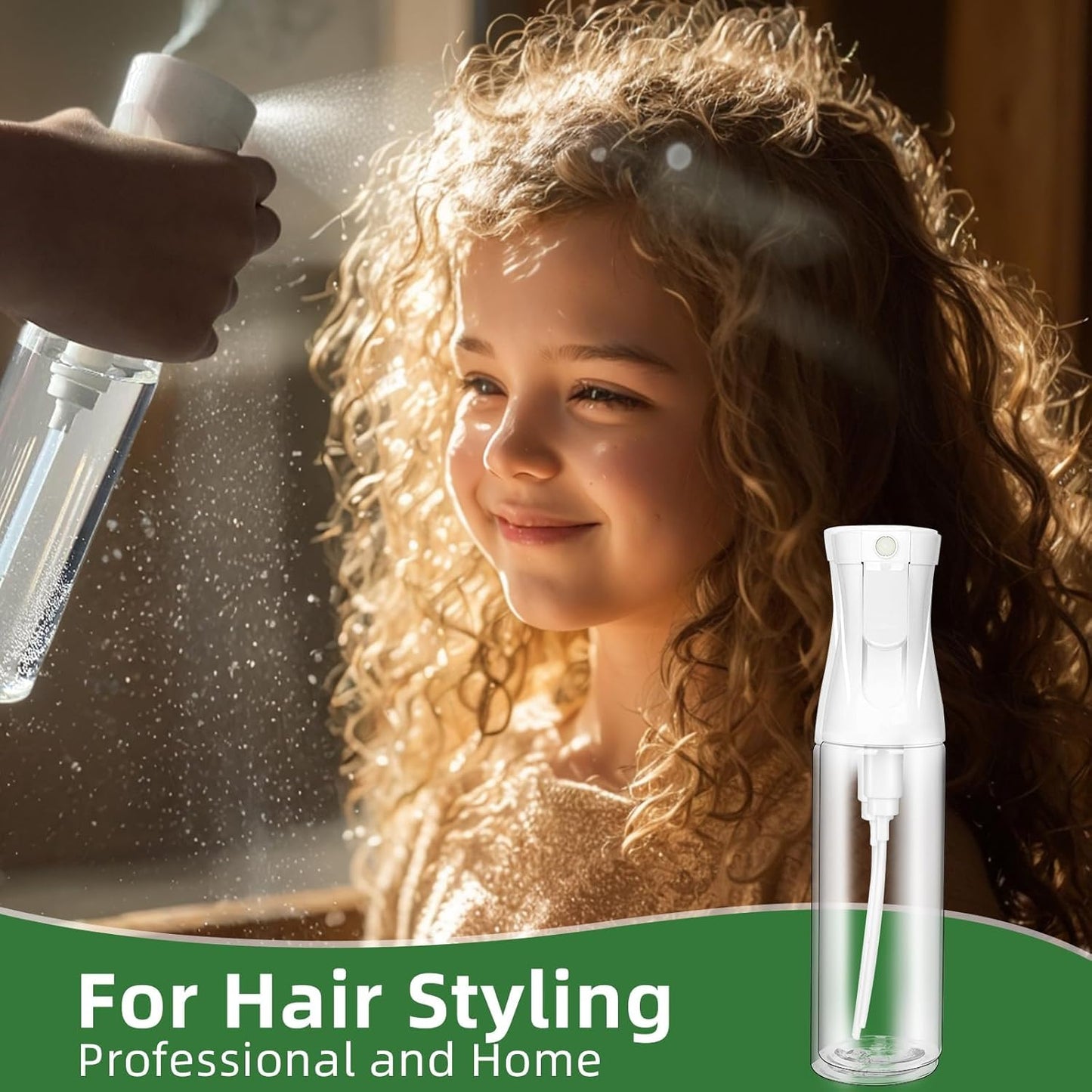 Continuous Spray Bottle - Ultra-Fine Mist Sprayer for Hair, Plants & Cleaning | 300 ml / 10 oz, BPA-Free, Leak-Proof
