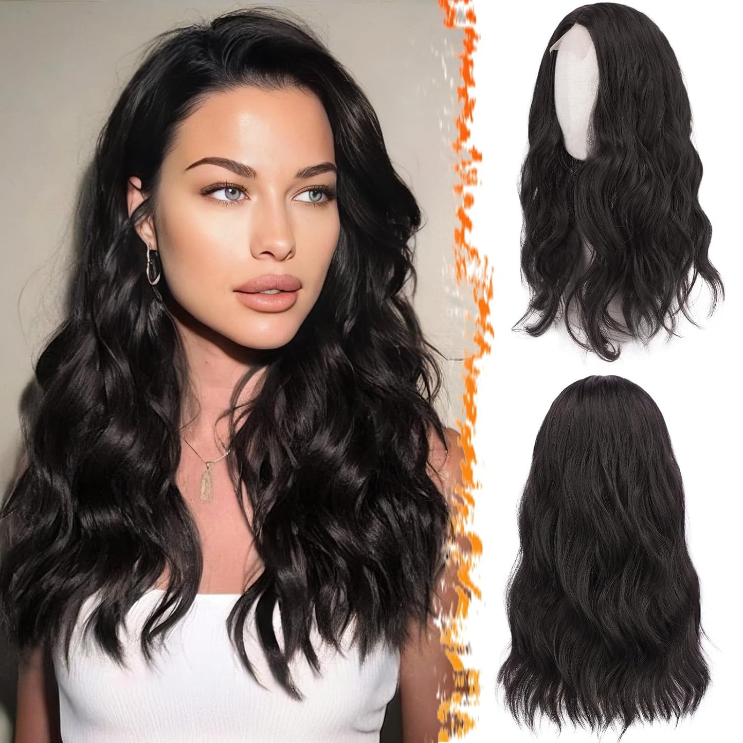 18 Inch Wavy Beige Blonde Wig - Medium Length Synthetic Wig for Women | Natural Soft Waves for Daily Wear & Parties