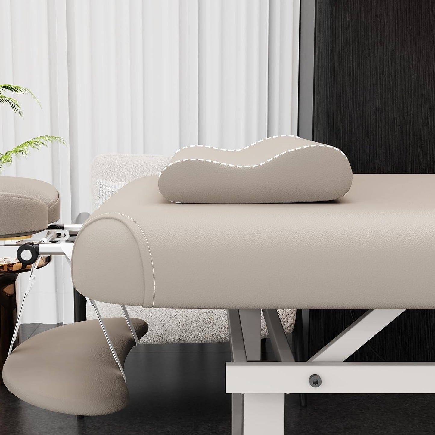 Heavy Duty Electric Massage Table - Adjustable Backrest & Storage Space | 30 x 75 Inches - Beige Gray