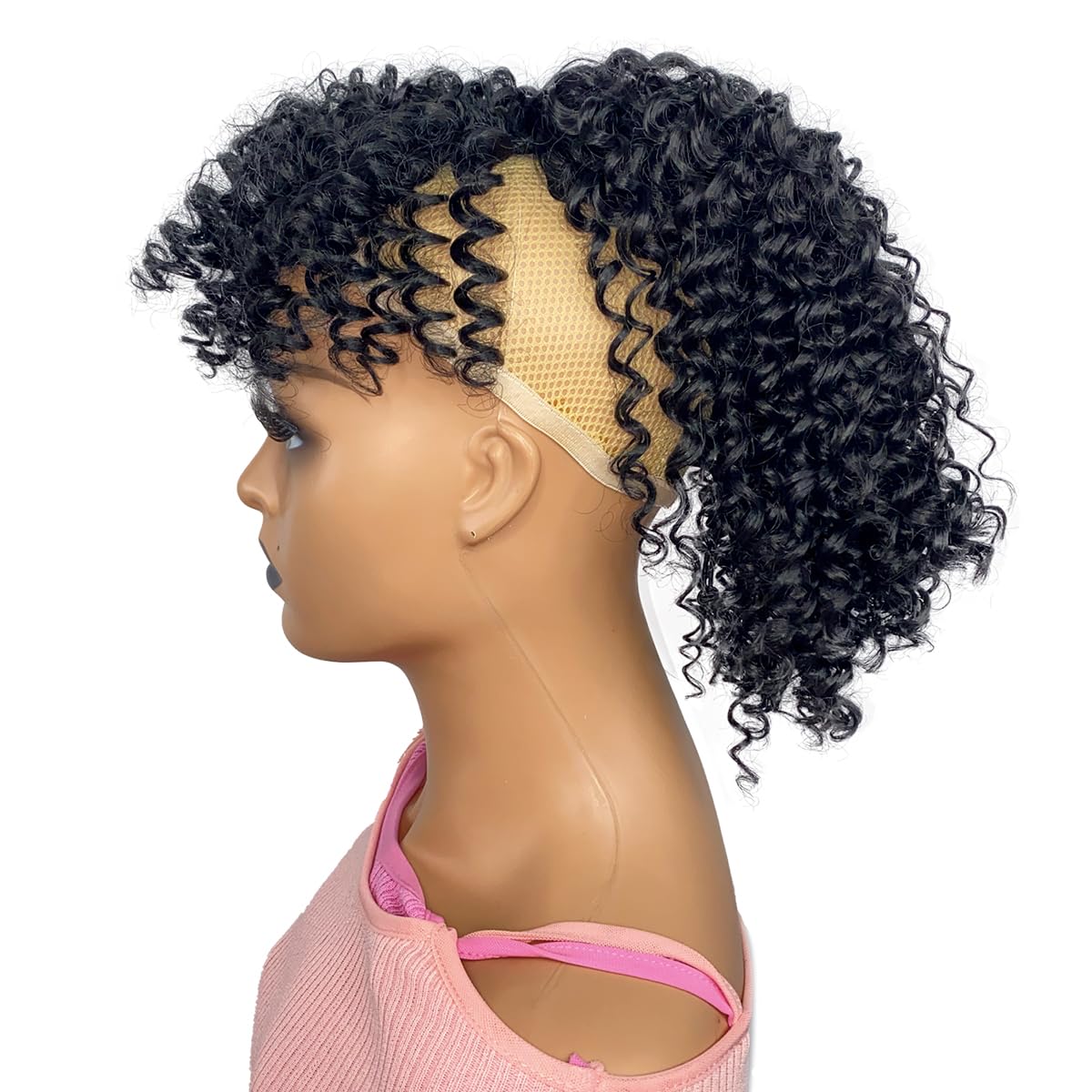 Curly Ponytail with Bangs - 12-Inch Short Kinky Curl Hair Piece | Afro Puff Clip-In for Black Women