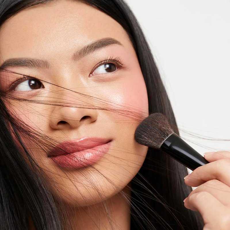 Saie The Double Brush - Dual Ended Makeup Brush for Powder & Cream | 2 Ultra-Soft Brushes for Precise Application