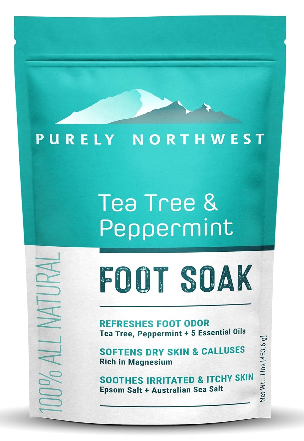 Tea Tree & Peppermint Foot Soak | Epsom Salt & MSM for Odor Relief, Itching & Dry Skin - 1 lb