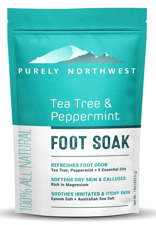 Tea Tree & Peppermint Foot Soak | Epsom Salt & MSM for Odor Relief, Itching & Dry Skin - 1 lb