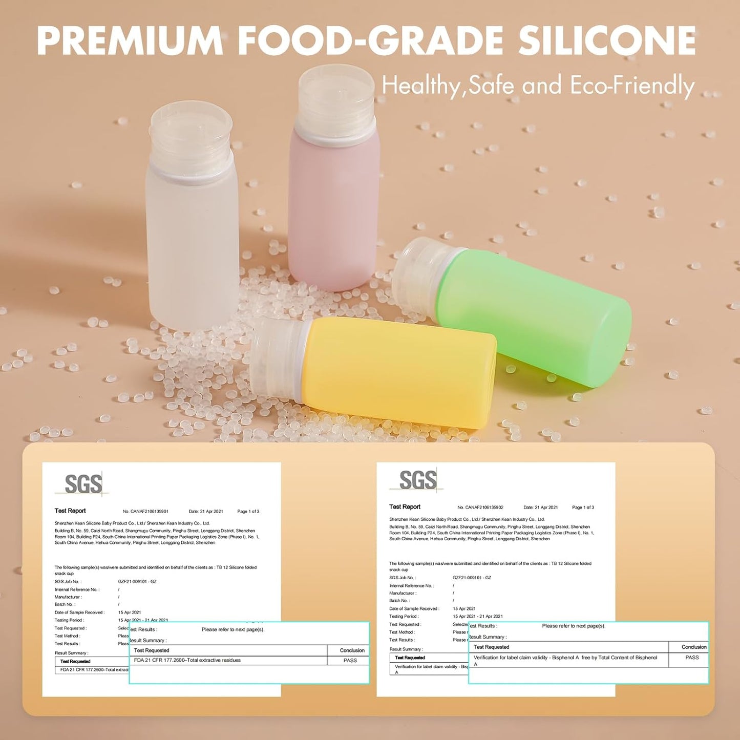 Leak Proof Silicone Travel Bottles Set - 21 Pack TSA Approved Toiletry Containers | BPA Free, Travel Size Accessories