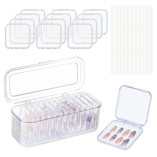 LONTOHCE Press On Nail Organizer, 12pcs 3.3inch Clear Storage Box