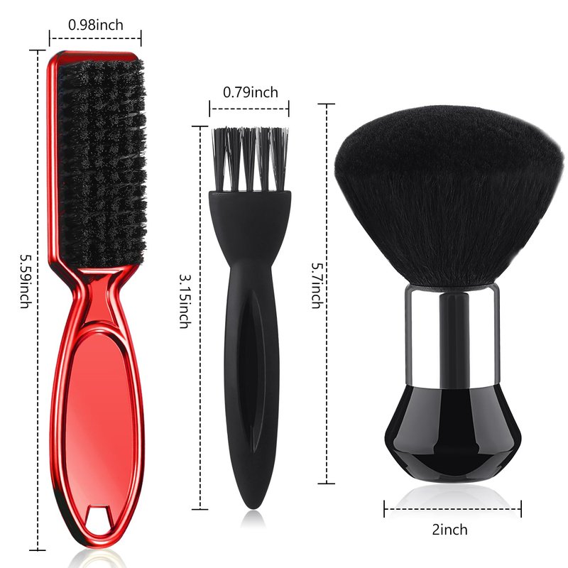 Patelai 3 Pieces Neck Duster Brush Barber Hair Blade Clipper Soft Nylon Trimmer Shaver Razor Cleaning with Storage Bag for Hair Styling(Red)