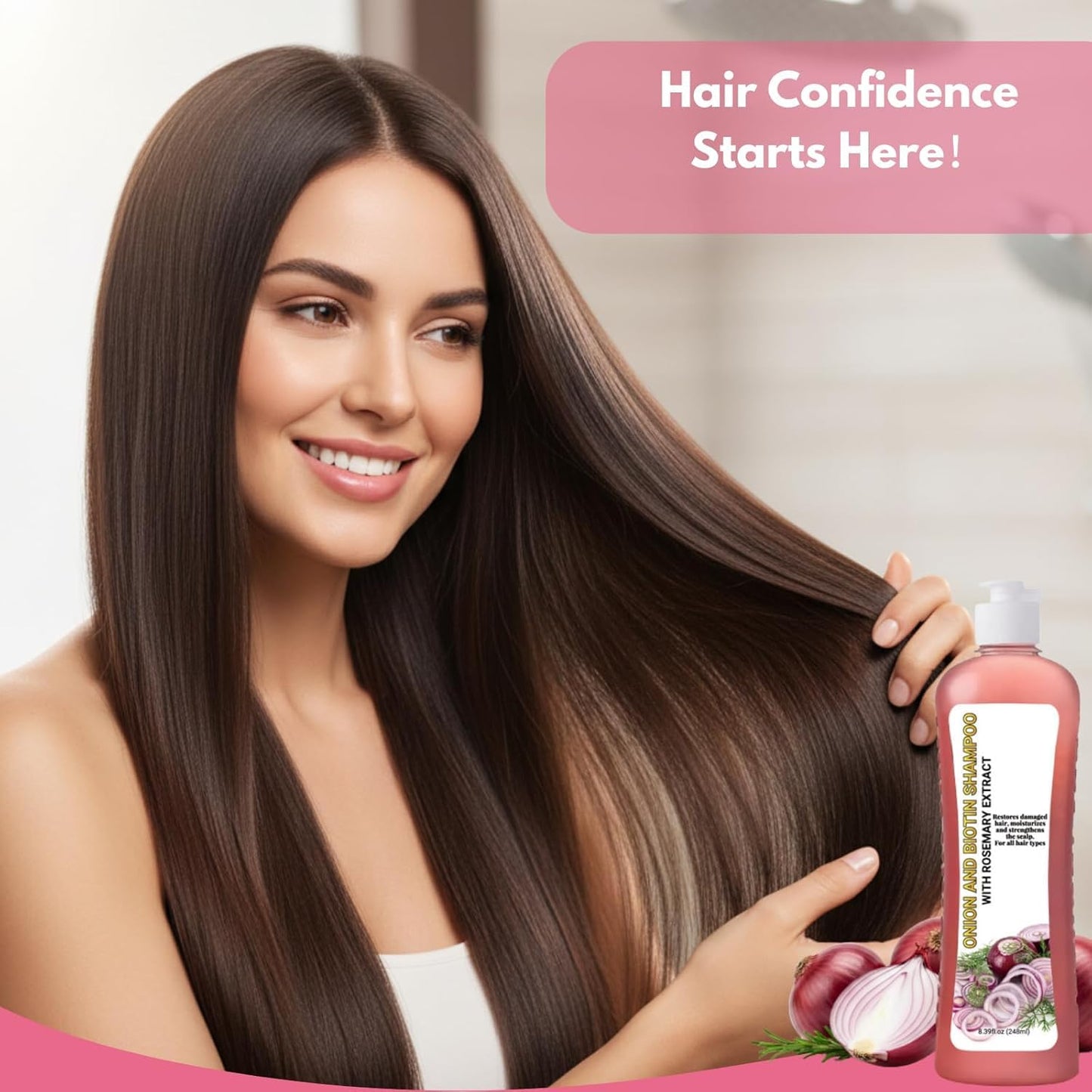GROEI 2Pcs Onion Biotin and Rosemary Shampoo & Conditioner Set -Shampoo de Cebolla, Strengthens Roots, Boosts Shine, Moisturizing Hair Care for Dry and Damaged Hair