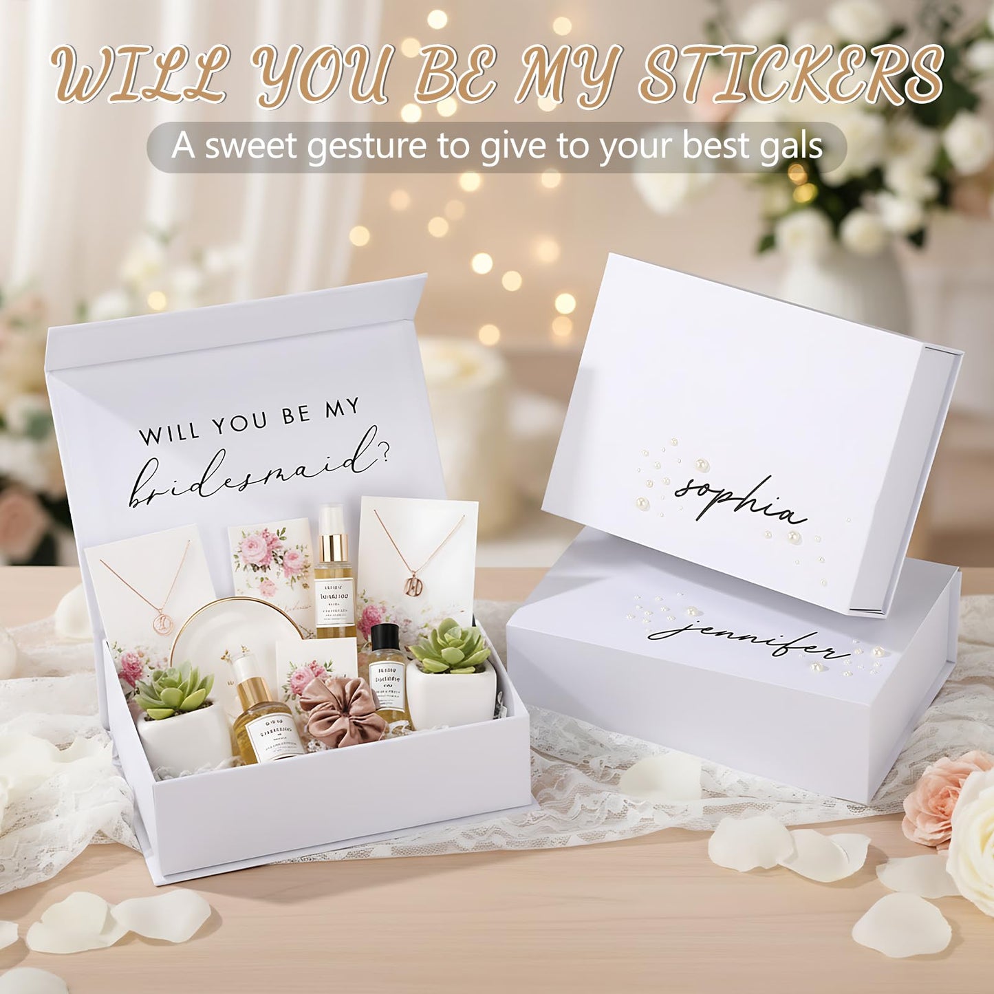 YooNotee Personalized Will You Be My Bridesmaid Sticker with Name Pearl Decal Vinyl Proposal Decal Custom Name Decals DTF Transfer for Bridesmaids Box Bridal Shower Wedding Bachelorette Party