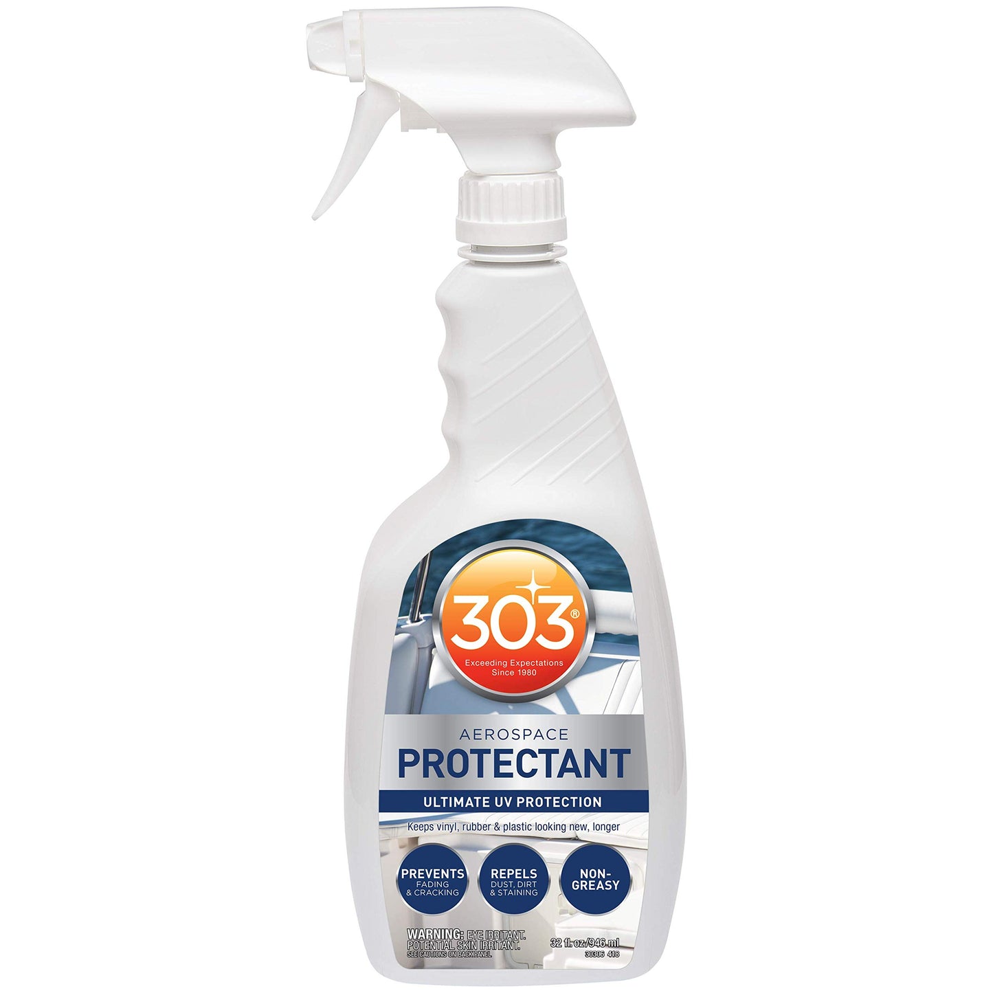 303 Products Marine Aerospace Protectant Spray, UV Protection for Boat Vinyl & Surfaces – Repels Dust, Dirt & Staining, Matte Finish, Restores Like-New Appearance, 32 oz