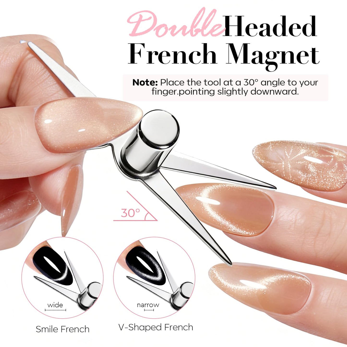 AzureBeauty Cat Eye Magnet Nail Art Tools-14PCS Powerful Cateye Gel Nail Polish Magnet Tools -Heart/French /Black Hole Magnet Sticks, DIY Glassy Cateye Nail Art Effects