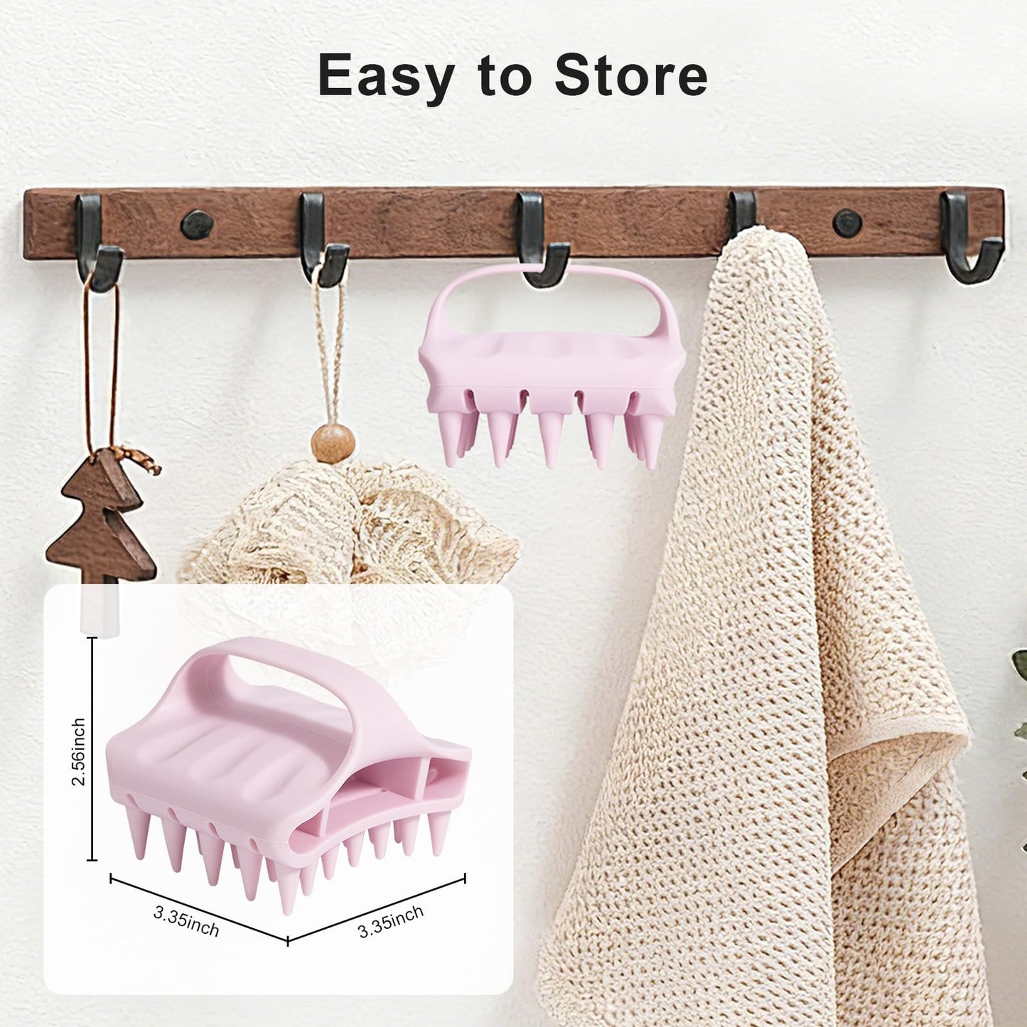 RHOS Shampoo Brush, Soft Silicone Scalp Scrubber, Scalp Massager for Wet & Dry Hair, Curved Vented Hair Scrubber for Dandruff Removal (Pink)