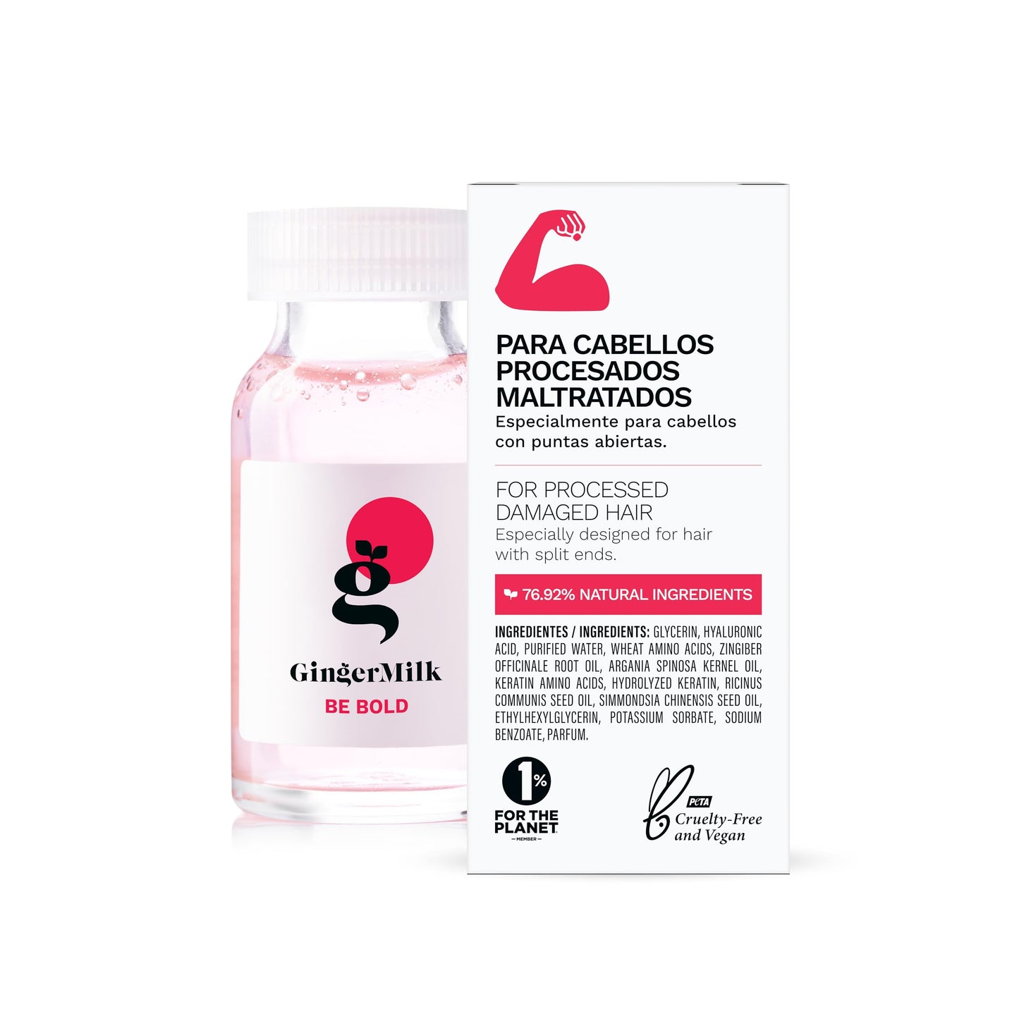 Ginger Milk Hair Repair Ampoule with Hyaluronic Acid for Damaged Hair Treatment (Pack 6 x 0.5 fl oz)