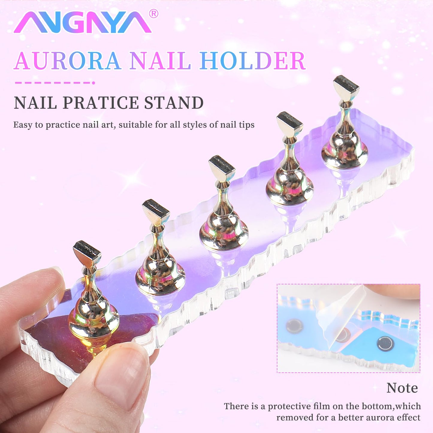 Nail Holder for Painting Nail Stand for Press on with 96 Pcs Reusable Sticky Putty Nail Display Stand Nail Hand Practice Magnetic Nail Art Tools for Homes and Salons