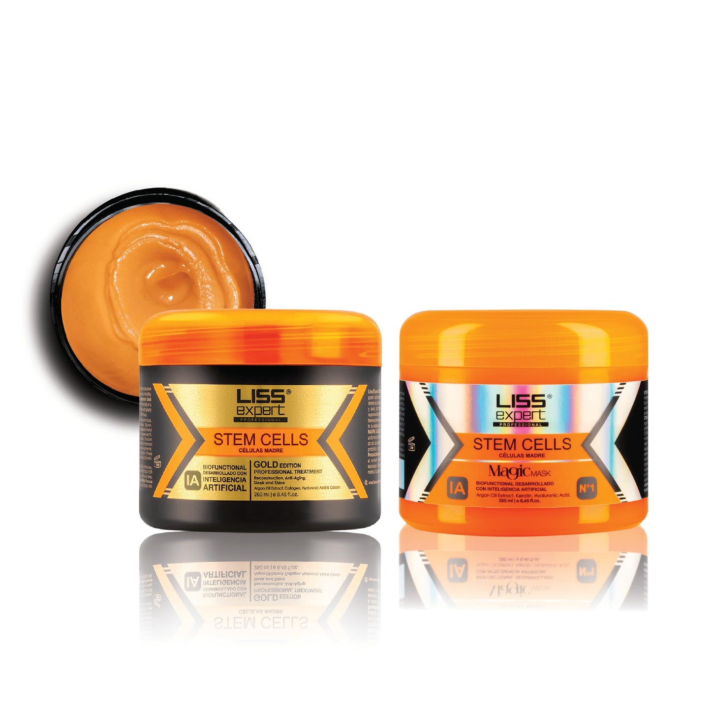 Liss Expert Stem Cells Gold Edition Professional Hair Smoothing Treatment, with Argan Oil, Collagen & Hyaluronic Acid, Shoulder Length, 8.45 fl oz (Magic _ Gold)