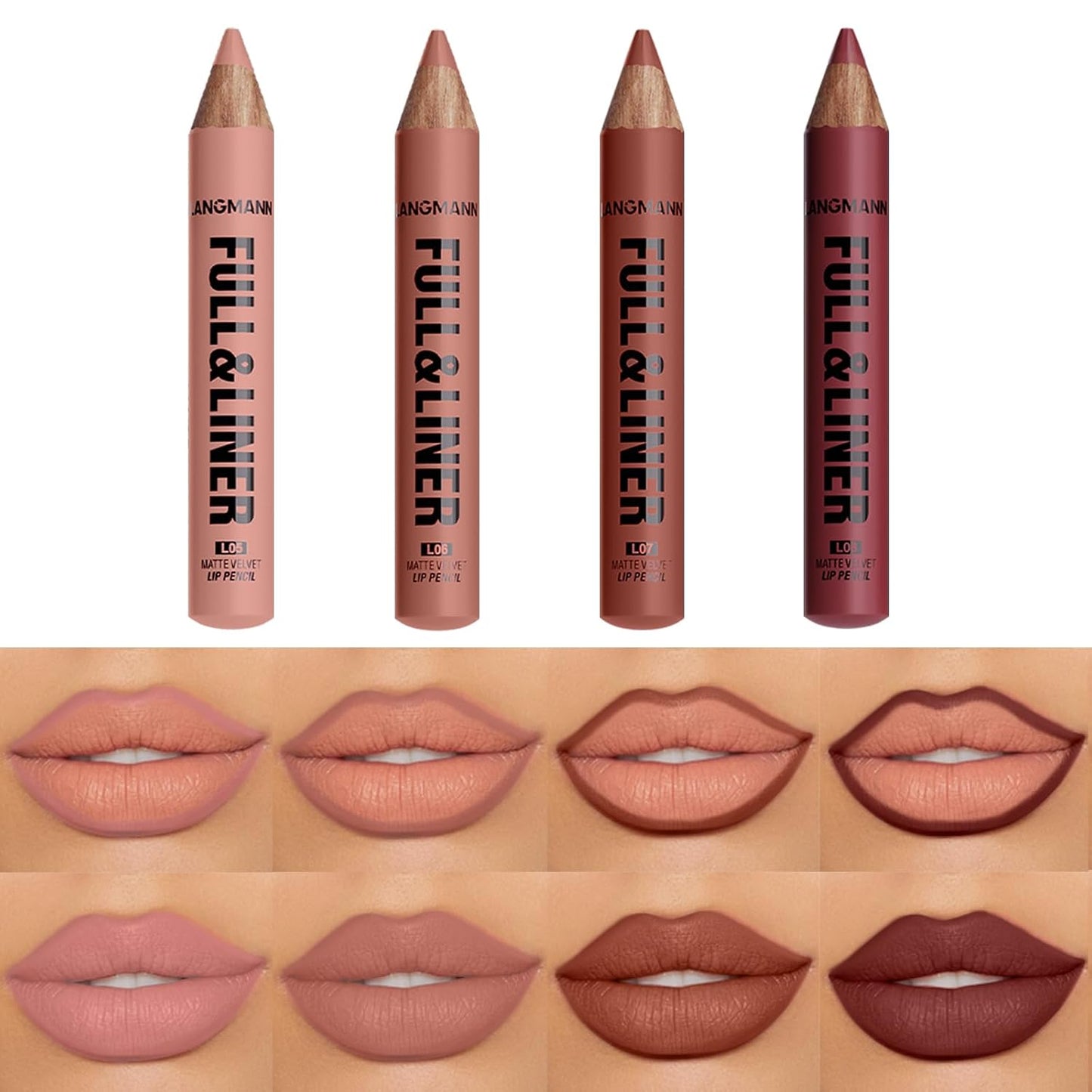Matte Velvet Lip Liner Pencil Set - 12 Highly Pigmented, Smudge-Resistant Vegan Pencils for Shaping & Contouring