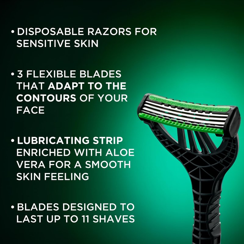 Wilkinson Sword - Xtreme 3 for Men | Sensitive | Pack of 8 Disposable Razors