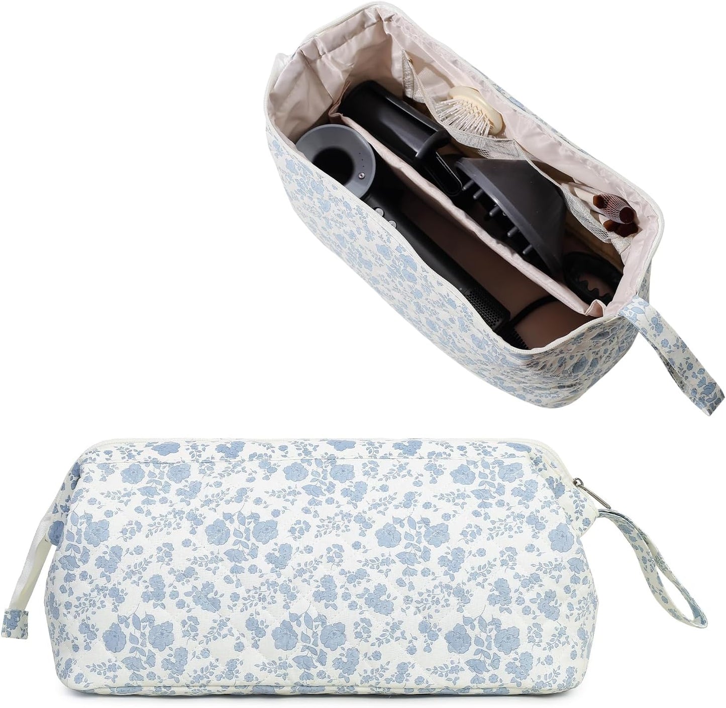 Large Quilted Hair Tools Travel Bag - Cute Dustproof Organizer for Hair Dryer & Curling Iron | Aesthetic Design