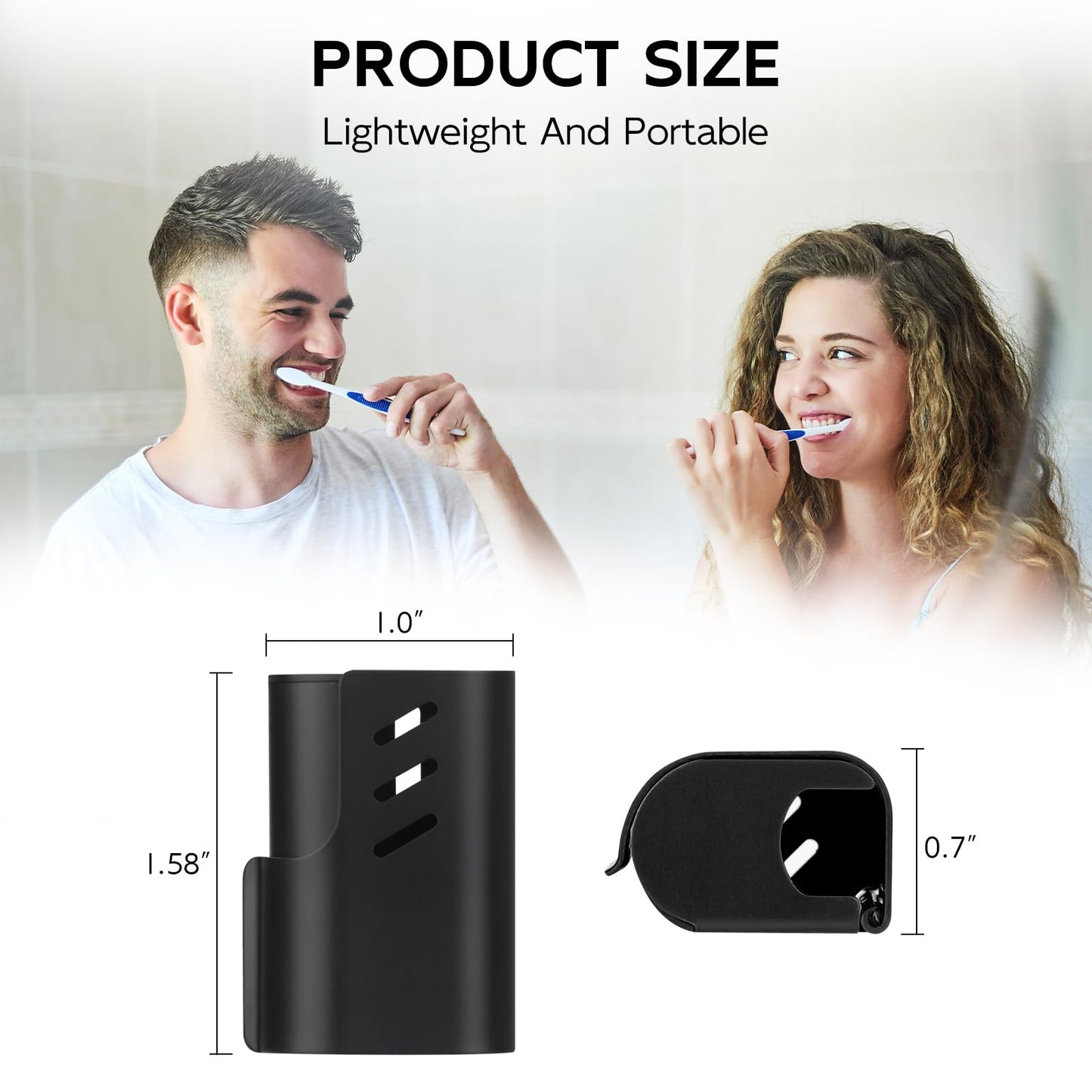 2PCS Aluminum Toothbrush Head Caps, Travel Toothbrush Top Cover, Portable Protector Clip Pod Fits Most Manual and Electric Toothbrush Heads for Household Traveling, Camping, School, Business - Black