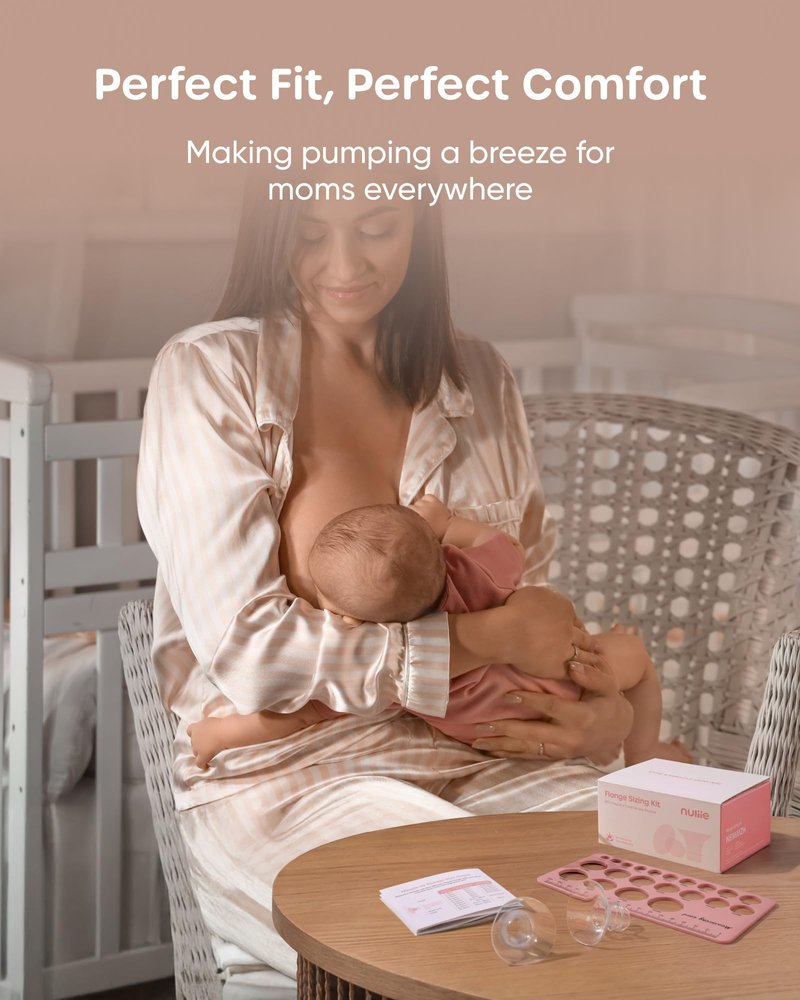 Nuliie 3-in-1 Flange Sizing Kit 13/15/17/19/21mm for 24mm Electric Double Breast Pump Flange/Shield, 10PCS Silicone Flange Inserts to Boost Pumping Efficiency & Comfort, BPA-Free Essential for Moms