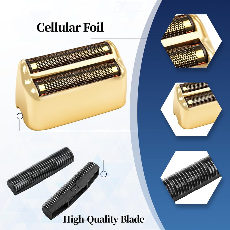 2 Pack Shaver Replacement Foil and Cutters Compatible with BaBylissPRO Double FXFS2 Metal Shaver foil Replacement,Golden