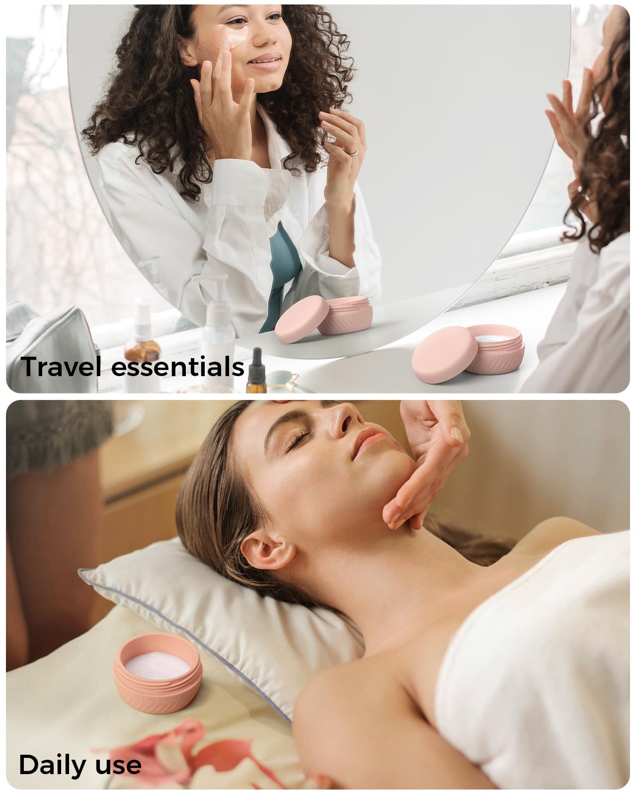 TakeToday Travel Containers for Toiletries, 2oz, 4 Pack, Apricot