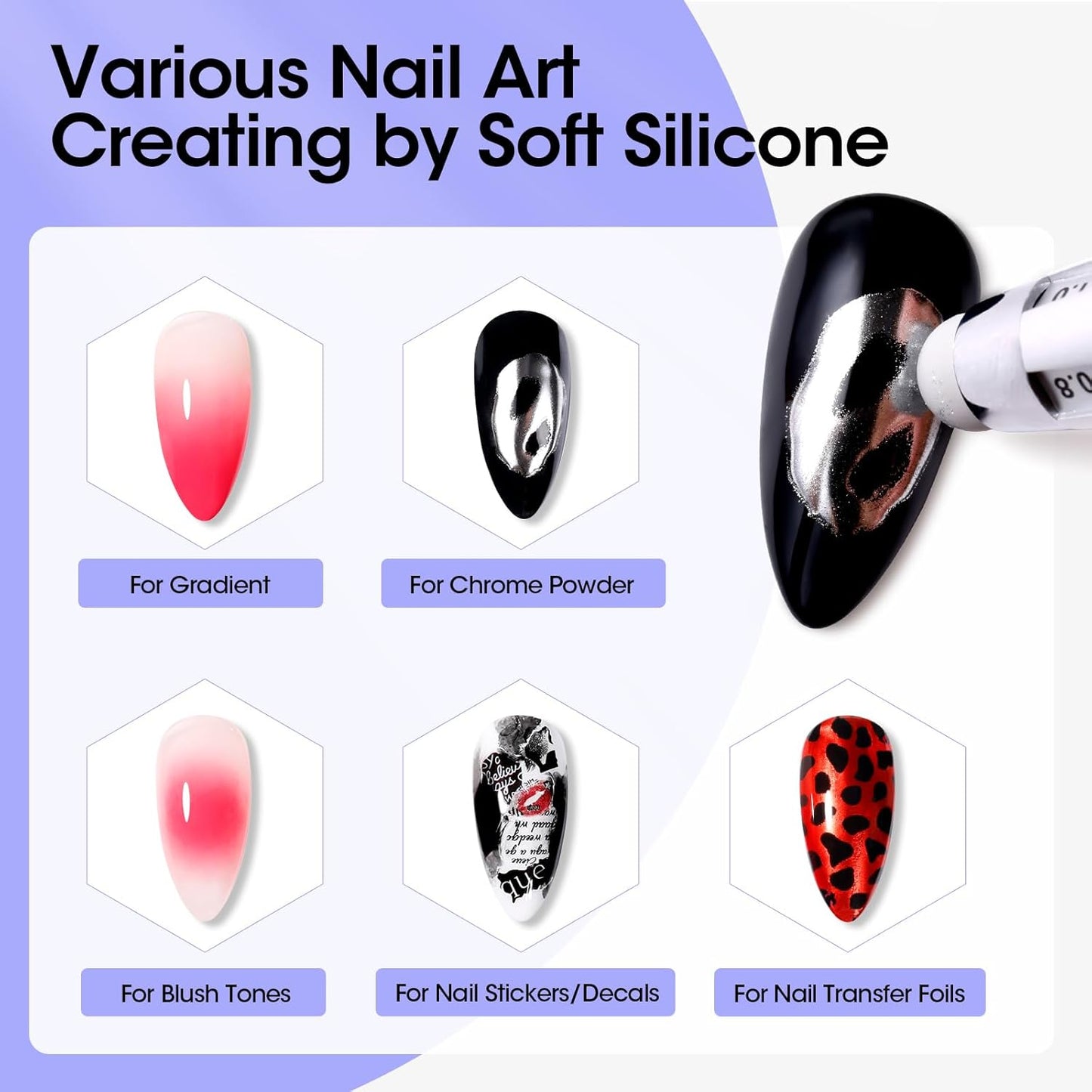 Gellen 5-in-1 Nail Dotting Pen - Double-End Nail Art Tool for Gems, Gradient & Chrome | DIY Manicure