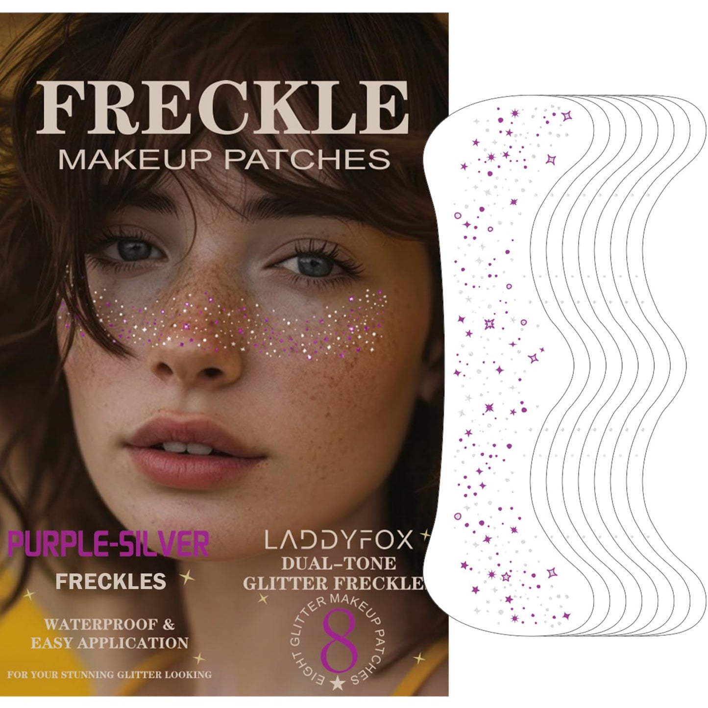 USA Flag Glitter Freckles - 8 Pcs Red, White & Blue Face Tattoos for 4th of July & Memorial Day