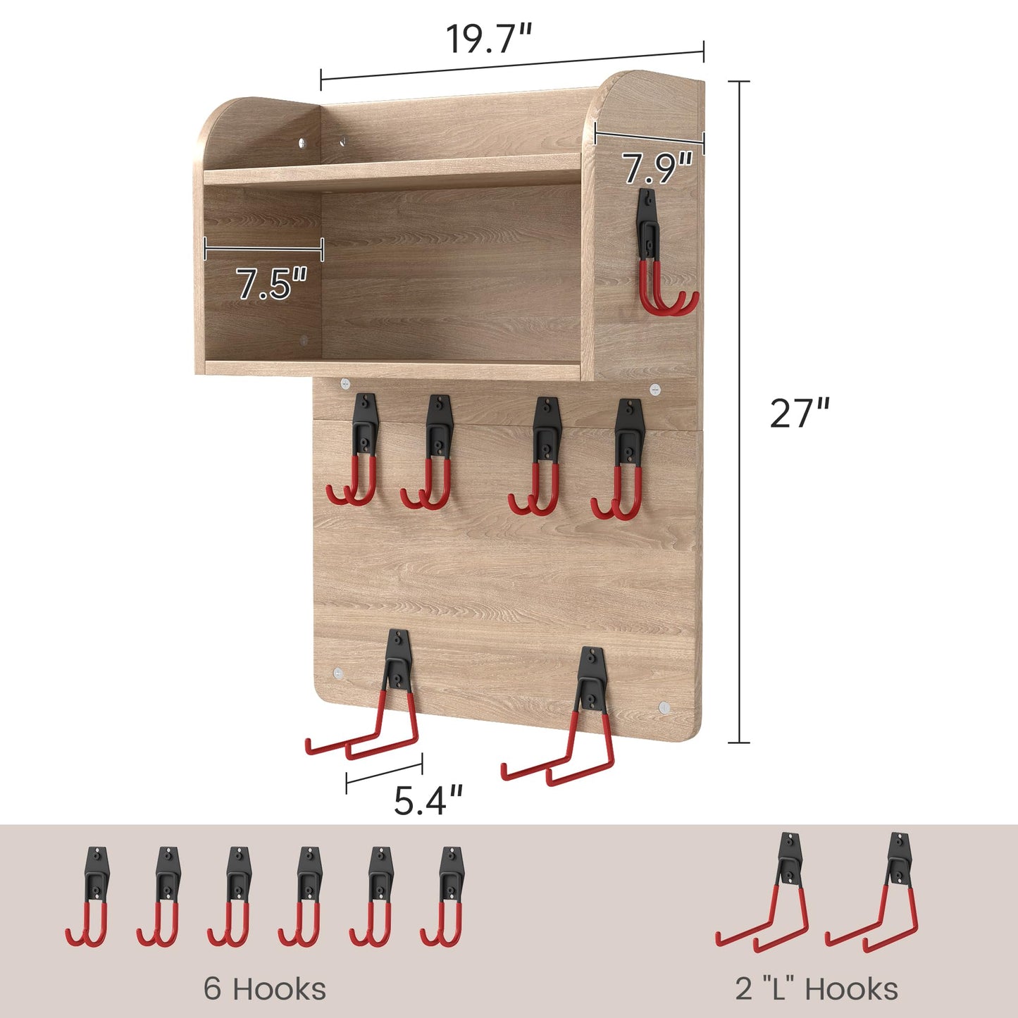 Skandiquip: Home Gym Organizer, Yoga Mat Storage Rack, Wall Mounted Peloton Accessories Shelf, Large Capacity for Shoes, Yoga Mats, Clothes, Towels, Gym Equipment,Natural Oak