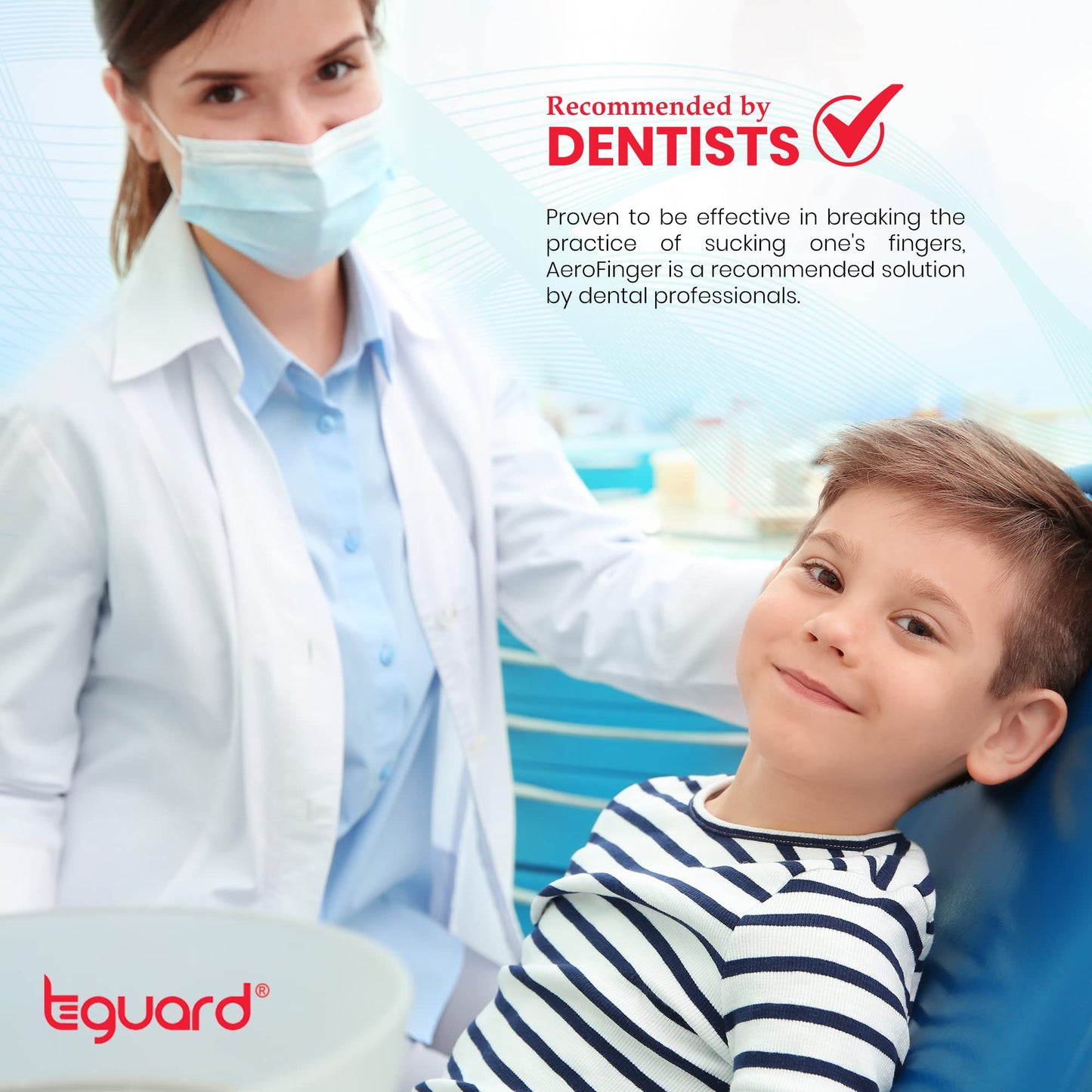 TGuard AeroFinger Anti-Finger Sucking Guard – Finger Sucking Prevention Kit, Deterrent to Stop Finger Habit, Washable Secure-Fit Guard for Kids, Large (Kids 70 lbs & Up), Ages 7 and Up, Made in USA