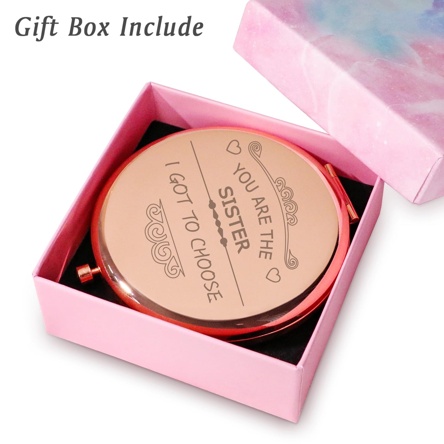 Friendship Gifts for Women Girls, Personalized Friends Gifts for Birthday, Custom Compact Mirror for Her Bestie BFF, Mothers Day Graduation Basket Stuffers