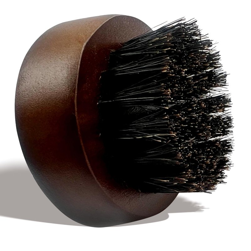 Zoolinn Men's Beard Brush, Small Round Wooden Handle, Sophisticated Boar Bristles