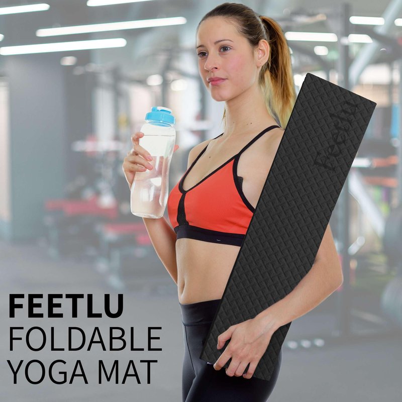 Foldable Yoga Mat – 1/4 Inch Thick, Lightweight, Easy to Store, Non-Slip Travel Yoga Mat for Fitness, Yoga, Pilates, Home Workouts, and Floor Exercises