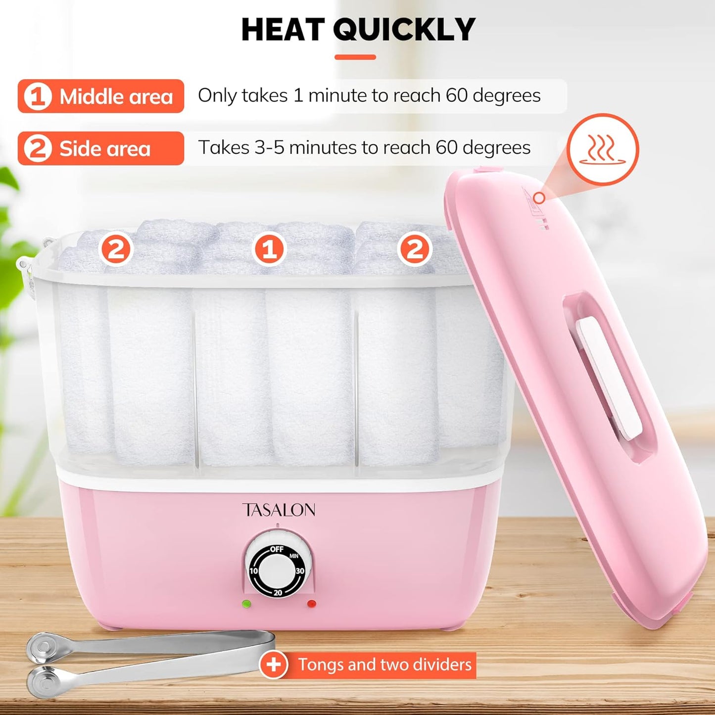 Hot Towel Steamer for Facials - Portable Warmer Heats in 5 Minutes | Fits 16 Mini Towels, Pink